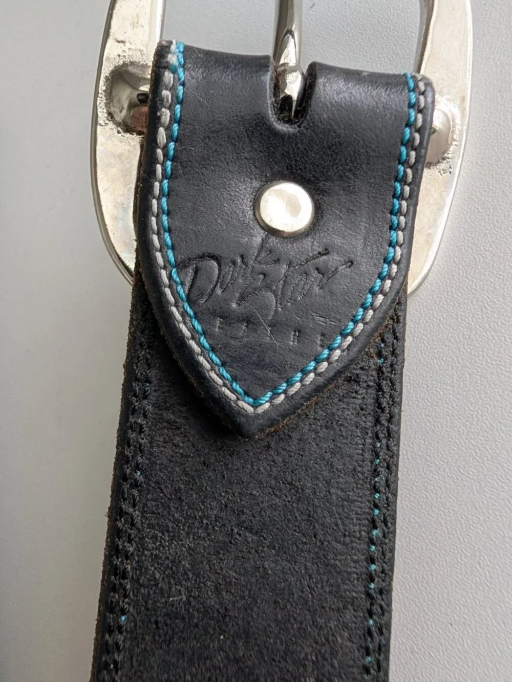 Dark Star Leather Belt Hand Stitched Western Style Cowhide Unisex 33in